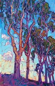 Eucalyptus Blue is an original oil painting for sale by Open Impressionist Erin Hanson. Painting Eucalyptus Blue
