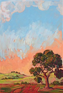 A brilliant colorist painting of Paso Robles, California. Oil painting by Erin Hanson.
