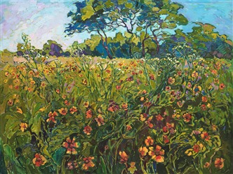 Texas wildflower painting inspired by the hill country, by Erin Hanson. Texas wildflower painting inspired by the hill country, by Erin Hanson.