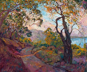 Open Impressionism oil painting of Southern California coastal landscape, for sale by Erin Hanson. Open Impressionism oil painting of Southern California coastal landscape, for sale by Erin Hanson.