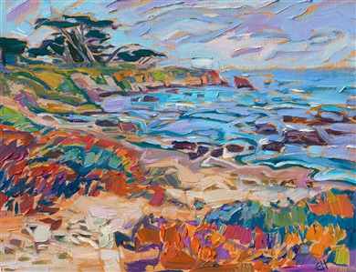 Monterey penninsula orignal oil painting for sale by American impressionist Erin Hanson