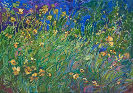 Modern landscape painting abstract floral oil painting by Erin Hanson.