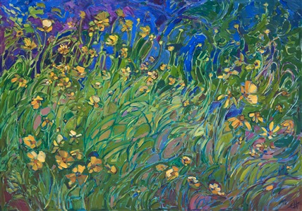 Modern landscape painting abstract floral oil painting by Erin Hanson. Modern landscape painting abstract floral oil painting by Erin Hanson.