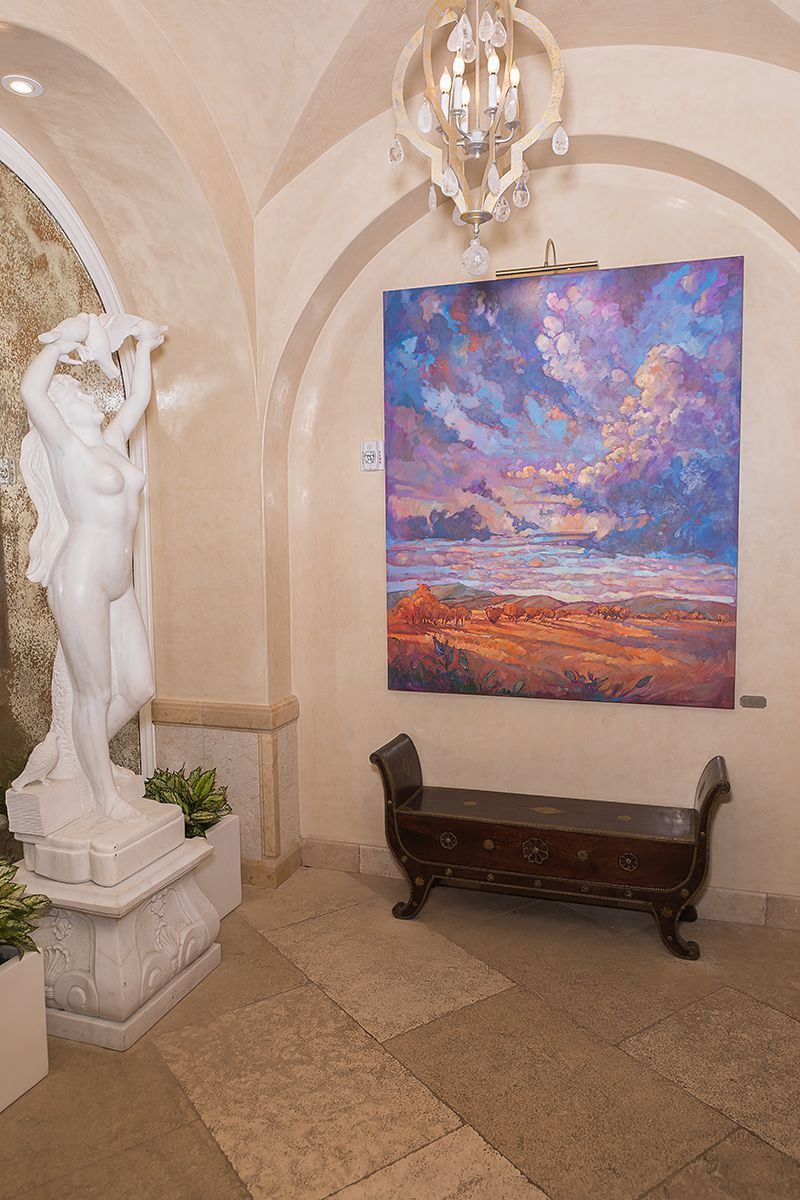 Erin Hanson painting on display at a resort