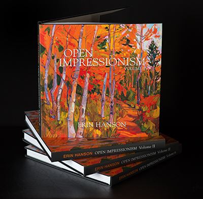 Coffee Table Book Open Impressionism: Volume II Explore the development of Erin Hanson&#39;s Open Impressionism in her second volume of works. This book contains over 300 impressionist paintings of brightly colored landscapes. Thick texture, confident brushstrokes, and pure color are the emblems of Hanson&#39;s style. &lt;BUY HERE&gt; 