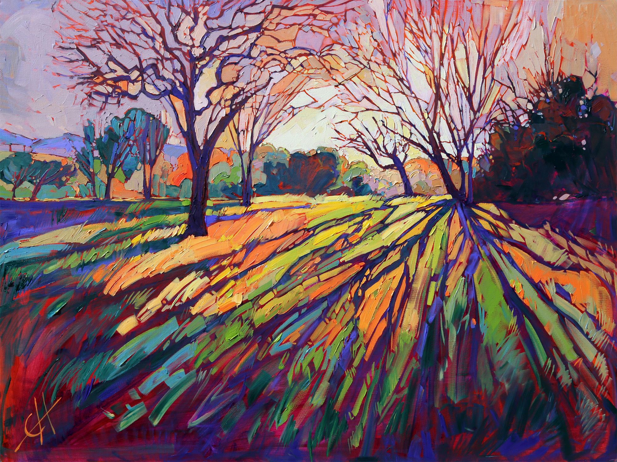 Iconic Works Crystal Light , oil on canvas, 2013 &ldquo;Erin Hanson&rsquo;s iconic Crystal Light series was born in 2013 with her pivotal painting  Crystal Light . This impressionist oil painting captured the prismatic spectrum of refracted light in a painted pattern resembling a butterfly&rsquo;s wing. This piece has become synonymous with Hanson&rsquo;s Open Impressionistic style, and she has since created a whole series of popular works which capture mosaic prisms of light. These paintings are considered Hanson&rsquo;s first movement in the evolution of her style.&rdquo; &ndash; Artfixdaily.com&nbsp; 