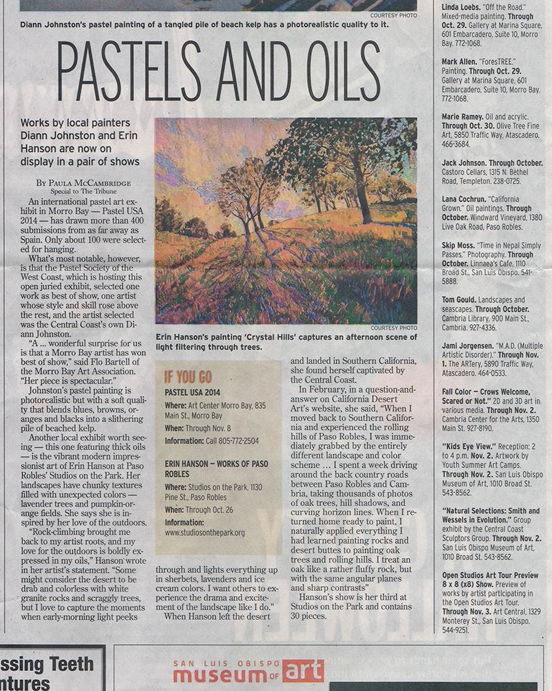 Pastels and Oils newspaper clipping