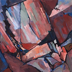This painting was included in the exhibition <i><a href="https://www.erinhanson.com/Event/ContemporaryImpressionismatGoddardCenter" target="_blank">Open Impressionism: The Works of Erin Hanson</i></a>, a 10-year retrospective and study of the development of Open Impressionism at The Goddard Center in Ardmore, OK. 

About the Painting:
When Hanson first began painting Red Rock Canyon, she painted a series of close-up rock abstracts.  She thought at the time she might focus entirely on the abstract nature of the desert, but instead she fell in love with painting the wide open vistas and landscapes that would dominate her portfolio in later years.