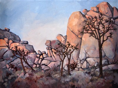 Original oil painting of a joshua trees, an iconic scene of Joshua Tree National Park.