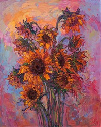 Erin Hanson painting Sunflowers in Orange