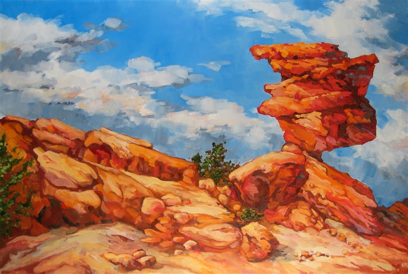I created this painting during the first year I was rock climbing in Red Rock Canyon and painting "one painting a week." This discipline of creating (and finishing) a new painting every week is what turned me from an amateur painter into a professional.

This painting was exhibited at <i>Erin Hanson: Landscapes of the West </i> solo museum exhibition at the Sears Art Museum in St. George, Utah.