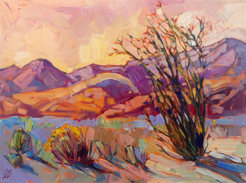 Brilliant desert colors of summer and sunset brings this painting of Borrego Springs to life.