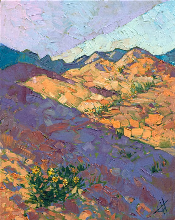 Coral Pink Sand Dunes State Park is a beautiful place to scout for wildflowers in the spring.  These little yellow beauties spring like magic from the smooth sand.

This painting was created on 3/4" canvas and arrives framed in a classic gold frame, ready to hang.

