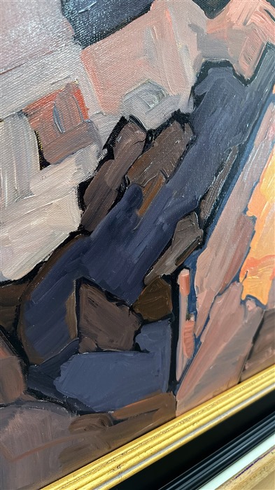 "Crack in the Rock" was one of the first paintings Erin Hanson ever painted in the style of Open Impressionism, painted while she was developing her style and rock climbing at Red Rock Canyon, Nevada. Her style of painting in distinct brushstrokes separated in mosaic-like shapes was developed in her attempt to capture the planes and dark cracks in the rock faces she loved to climb.</p><p>Erin's iconic style "Open Impressionism" is now taught in art schools worldwide, and her pieces hang in the permanent collections of many museums in the United States. This rare painting was made available for us to sell on consignment. </p><p>This painting was exhibited at <i>Erin Hanson: Landscapes of the West </i> solo museum exhibition at the Sears Art Museum in St. George, Utah.