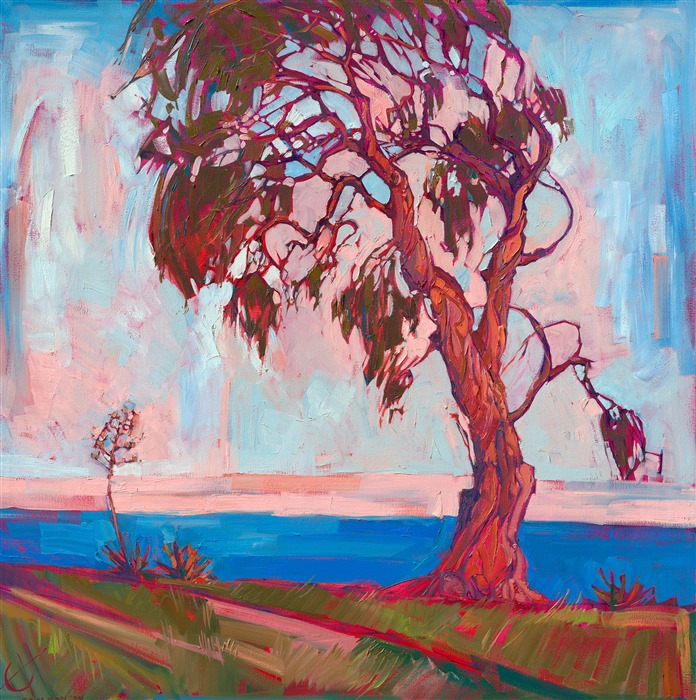 This classic painting is an early example of Hanson's Open Impressionism. The broad brush strokes and expressionist color choices capture the beauty of southern California, inspired by a drive down Highway 1 in Malibu. 

This painting is being sold on consignment.

This painting was displayed at the Santa Paula Art Museum for Erin's <a href="https://www.erinhanson.com/Event/CaliforniaImpressionismatSantaPaulaMuseum" target="_blank"><i>Colors of California</a></i> exhibition. 


