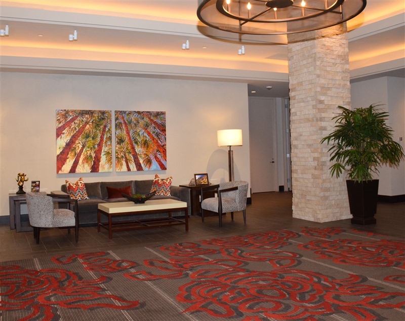 Looking up into the desert palms of La Quinta, California, gives a colorful view of back-lit fronds sparkling with color and motion.  The brush strokes in this diptych painting are thick and impressionistic.  </p><p>This painting is now being proudly displayed at PGA West's new clubhouse in La Quinta, California.</p><p>