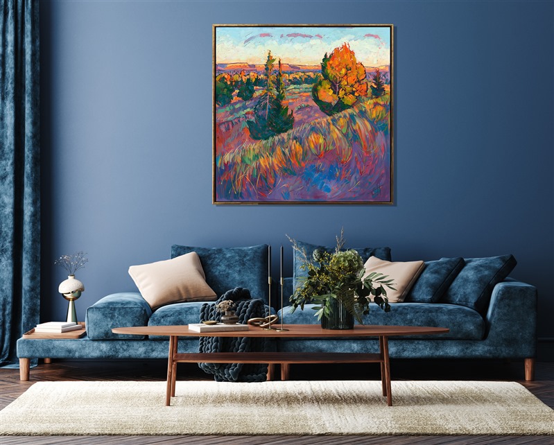 The last fiery sun light hits these desert pines in the high desert of Arizona, near Canyon de Chelly. Lots of oil paint creates a very textural painting that seems almost sculptural.</p><p><b>Note:<br/>"Last Light" is available for pre-purchase and will be included in the <i><a href="https://www.erinhanson.com/Event/SearsArtMuseum" target="_blank">Erin Hanson: Landscapes of the West</a> </i>solo museum exhibition at the Sears Art Museum in St. George, Utah. This museum exhibition, located at the gateway to Zion National Park, will showcase Erin Hanson's largest collection of Western landscape paintings, including paintings of Zion, Bryce, Arches, Cedar Breaks, Arizona, and other Western inspirations. The show will be displayed from June 7 to August 23, 2024.</p><p>You may purchase this painting online, but the artwork will not ship after the exhibition closes on August 23, 2024.</b><br/><p><br/>