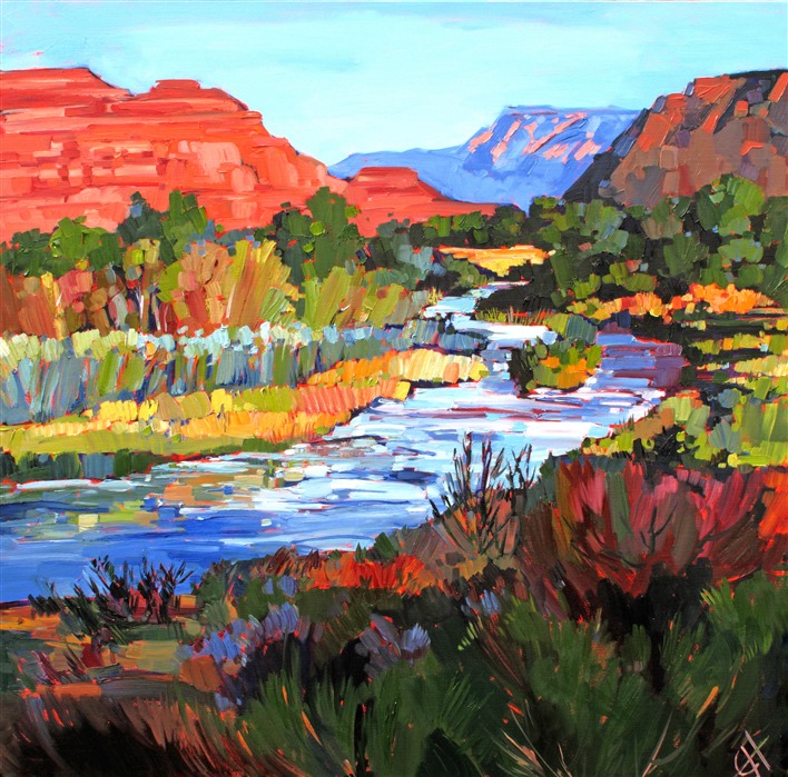 Leaving Zion from the west end of the park, the landscape is seen here bathed in late afternoon colors.