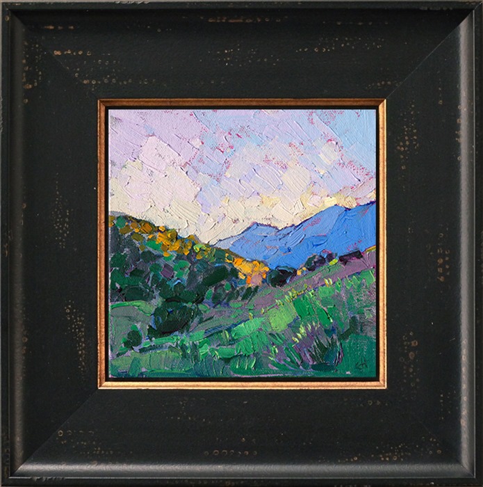 Start your art collection with a small original oil painting in Hanson's contemporary impressionist style.  This painting has loose, expressive brush strokes and vivid color that perfectly captures the beauty of the outdoors.</p><p>These petite works are part of the 12 Days of Christmas Collection, which are being released one painting per day, starting on December 5th.  Each 6x6 oil painting is beautifully framed in a classic floater frame, which allows you to enjoy the brush strokes all the way to the edge of the painting.