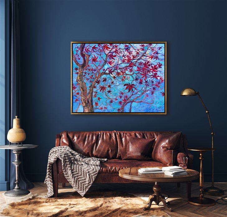 I was out for a walk last week, breathing in the cold, crisp air of January in Oregon, and I saw this beautiful maple tree with a few leaves still clinging to the branches. The dark red leaves looked so playful and bright against the winter blue sky. This painting captures everything I love about this time of year.