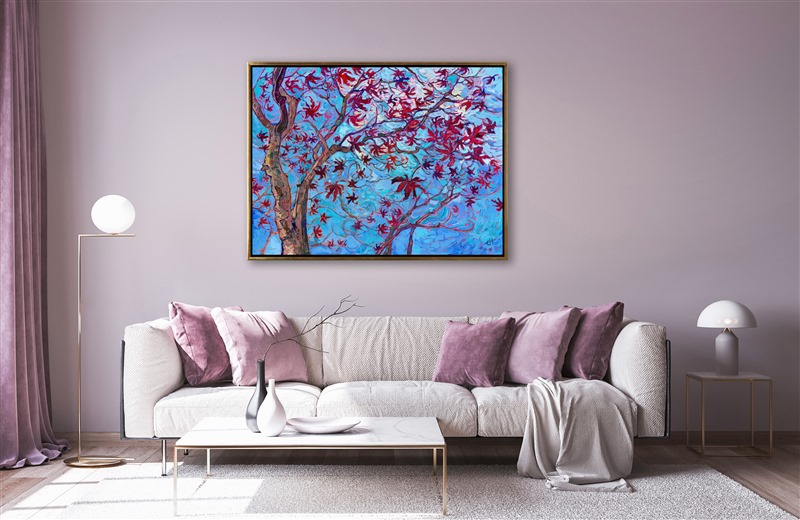 I was out for a walk last week, breathing in the cold, crisp air of January in Oregon, and I saw this beautiful maple tree with a few leaves still clinging to the branches. The dark red leaves looked so playful and bright against the winter blue sky. This painting captures everything I love about this time of year.