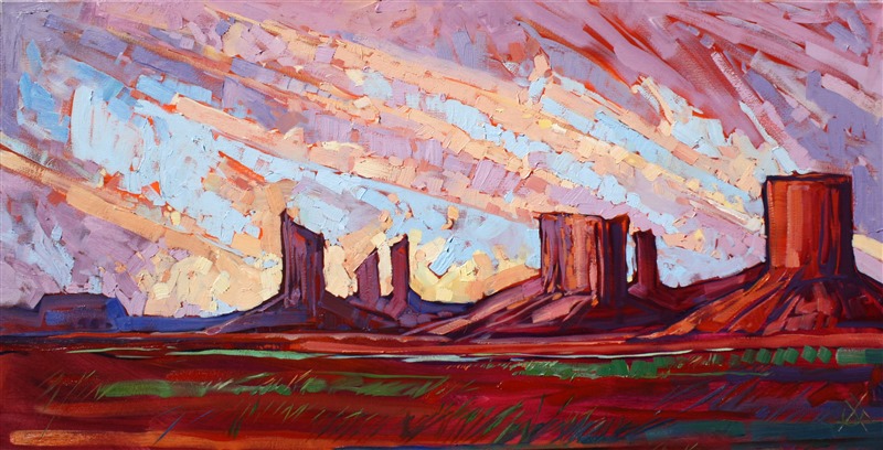 Sherbet rainbow colors capture the feel of a Monument Valley sunset.