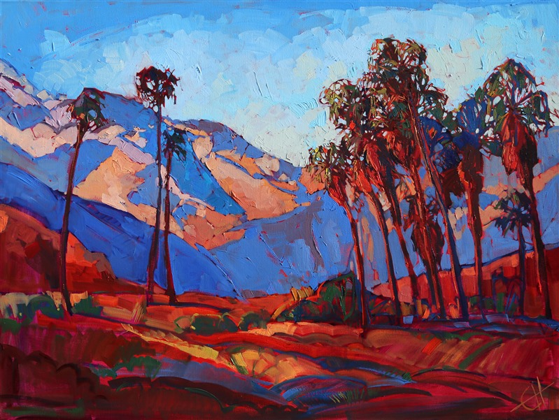 This is the view of Palm Springs that I have seen so many, many times, sitting in my booth at the Frances Stevens Park. I love watching the colors change through the palm trees as the sun starts to creep behind San Jacinto mountain in the late afternoon.