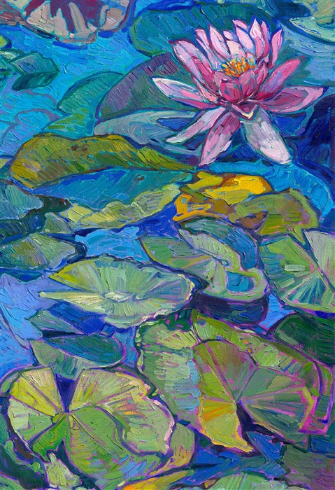 After visiting Monet's garden in Giverny last summer, I traveled south in search of the original water lily gardens that first inspired Monet and supplied him with his water lily plants. The Latour-Mariac water lily farm was incredible--there were thousands of varieties and colors of water lilies--in fact, this is where the original non-white, cold-hardy water lilies were bred. The colorful pastel hues of the new varieties became hugely popular across Europe, and Monet played a large part in popularizing their delicate blooms. To me, this painting of Latour-Mariac water lilies encapsulates the history of the water lily image in impressionism.</p><p>NOTE: "Seranade of Blooms" will be on display at the Four Seasons hotel in Las Vegas until May 18th, 2025. You may purchase this original painting now, and we will ship it to you at the end of May.
