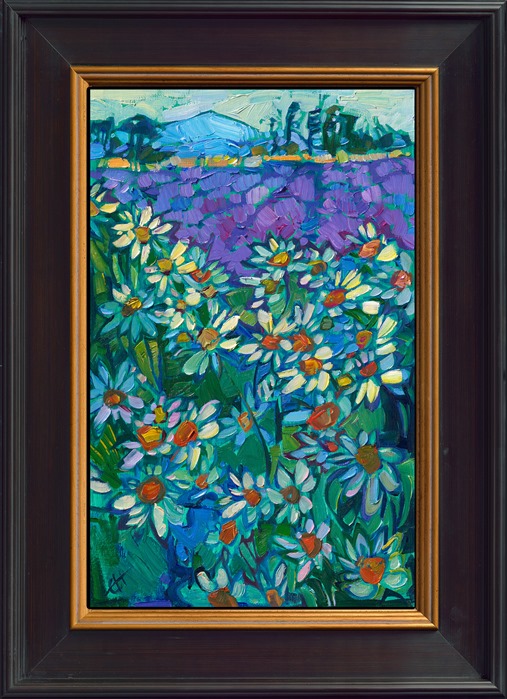 Some of the most striking imagery I saw on my Washington photo safari was these Shasta daisies growing in front of a lavender farm, right on the northernmost coast of Washington. The abundance of white blooms was so striking, I just had to paint it as soon as I returned home to my studio.