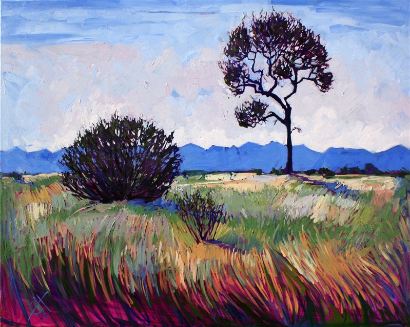 Abstract landscape meets traditional impressionism in this Paso Robles-inspired oil painting.