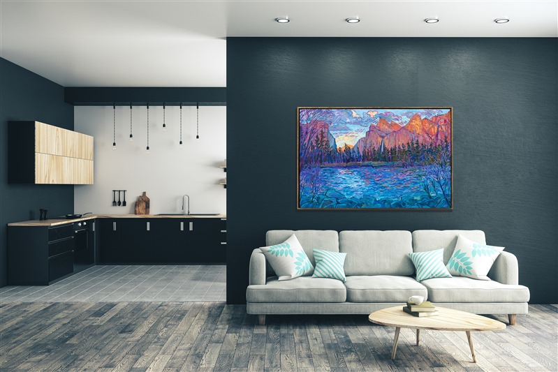 The famous cliffs of Yosemite National Park are captured in vibrant, impressionistic color by artist Erin Hanson. The thick, impasto paint adds texture and movement to the piece, making it come alive on the canvas and drawing the eye deeper into the scene.</p><p><b>Note:<br/>"Yosemite Impression" is available for pre-purchase and will be included in the <i><a href="https://www.erinhanson.com/Event/SearsArtMuseum" target="_blank">Erin Hanson: Landscapes of the West</a> </i>solo museum exhibition at the Sears Art Museum in St. George, Utah. This museum exhibition, located at the gateway to Zion National Park, will showcase Erin Hanson's largest collection of Western landscape paintings, including paintings of Zion, Bryce, Arches, Cedar Breaks, Arizona, and other Western inspirations. The show will be displayed from June 7 to August 23, 2024.</p><p>You may purchase this painting online, but the artwork will not ship after the exhibition closes on August 23, 2024.</b><br/><p><br/>