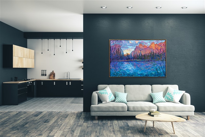 The famous cliffs of Yosemite National Park are captured in vibrant, impressionistic color by artist Erin Hanson. The thick, impasto paint adds texture and movement to the piece, making it come alive on the canvas and drawing the eye deeper into the scene.</p><p><b>Note:<br/>"Yosemite Impression" is available for pre-purchase and will be included in the <i><a href="https://www.erinhanson.com/Event/SearsArtMuseum" target="_blank">Erin Hanson: Landscapes of the West</a> </i>solo museum exhibition at the Sears Art Museum in St. George, Utah. This museum exhibition, located at the gateway to Zion National Park, will showcase Erin Hanson's largest collection of Western landscape paintings, including paintings of Zion, Bryce, Arches, Cedar Breaks, Arizona, and other Western inspirations. The show will be displayed from June 7 to August 23, 2024.</p><p>You may purchase this painting online, but the artwork will not ship after the exhibition closes on August 23, 2024.</b><br/><p><br/>