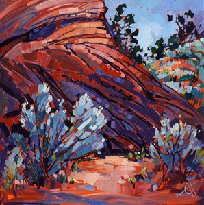 Coyote Buttes, also known as "The Wave", is a secluded, protected rock formation near Lake Powell. The sandstone rocks have a unique striped color effect that is a pleasure to paint.