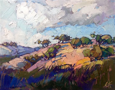 Free brush strokes move energetically across the canvas, bringing to life the beautiful colors of Paso Robles, California.