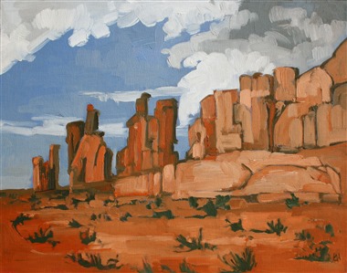 Fins at Arches National Park, painted in oil on board.