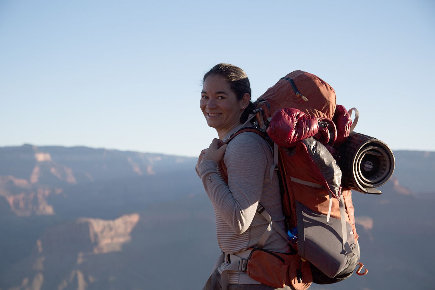 Erin Hanson hiking deep into the canyon