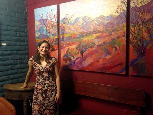 Erin Hanson with one of her Triptychs