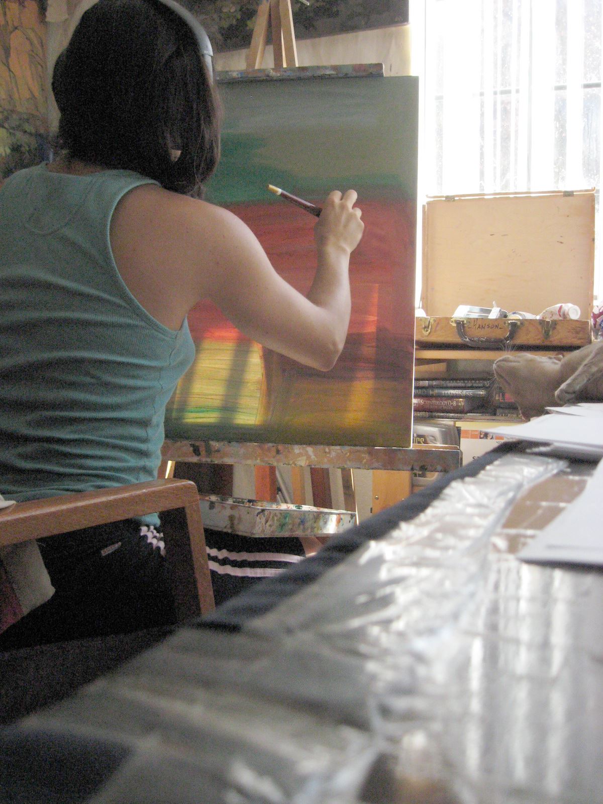 Erin Hanson painting an early work