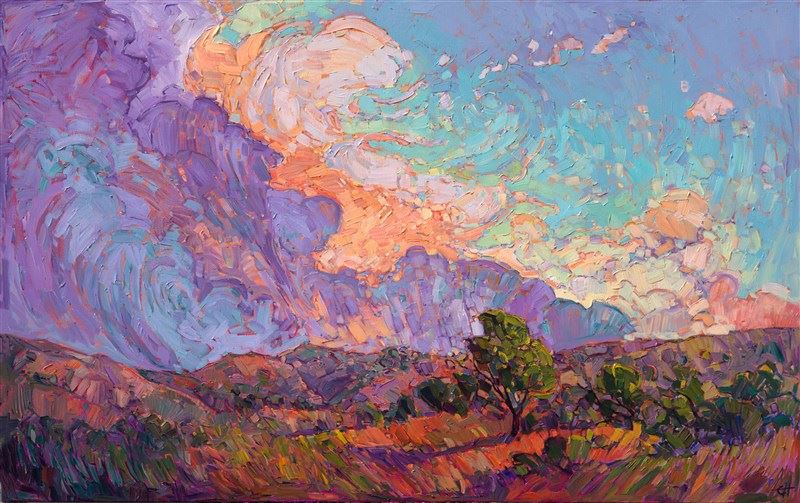 Erin Hanson painting Dawning Clouds