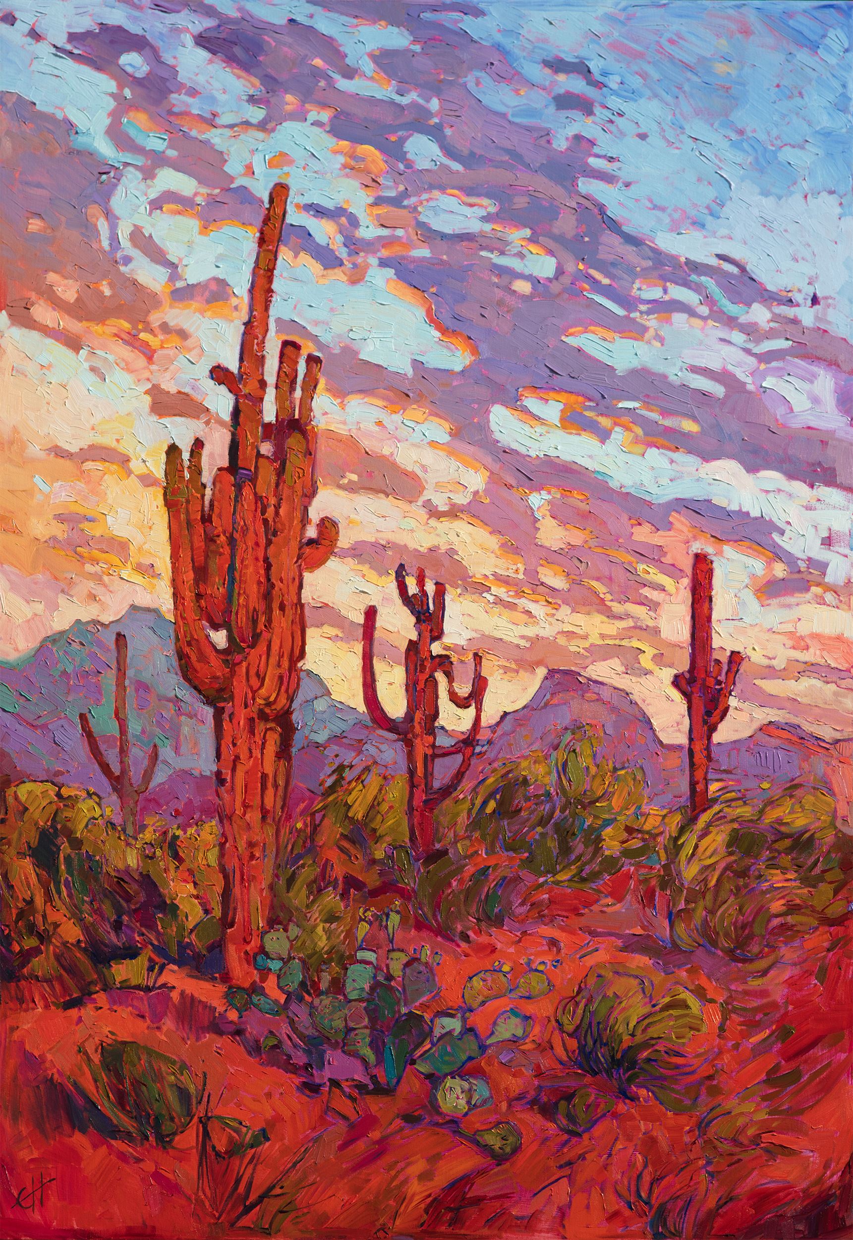 Erin Hanson painting Saguaro Sunset