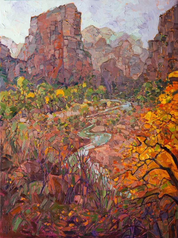 Zion Rain, Oil on Canvas, by Erin Hanson