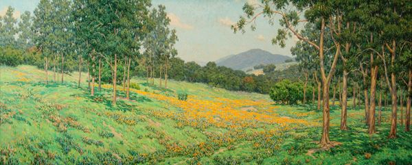 Golden Morrow, or Poppy Field Landscape, Oil on Canvas, by Granville Redmond, 1931