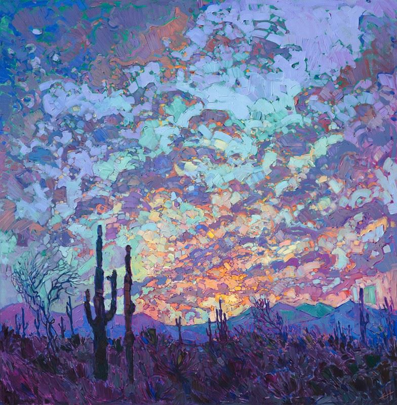 Erin Hanson painting Saguaro Dusk