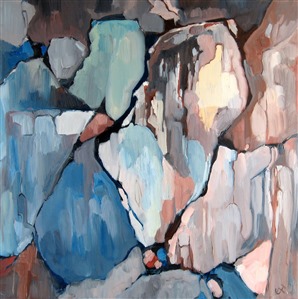 Weeping Rock is an abstract painting of "weeping" limestone, near Mount Charleston, where Erin used to climb in the summers.